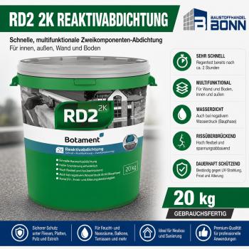 Botament RD2 Reaktivabdichtung 20 kg – Flexible 2K Bauwerksabdichtung für Keller, Fundament & Terrasse