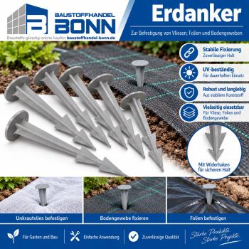 25 Erdanker zur Befestigung von Vliesen, Folien & Bodengeweben