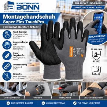 Montagehandschuh Super-Flex TouchPro Größe 10