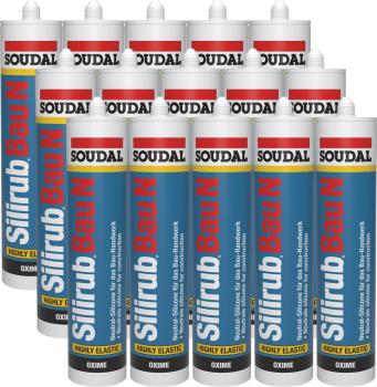 15x Soudal Silirub Bau N Bausilikon *Transparent* 300ml