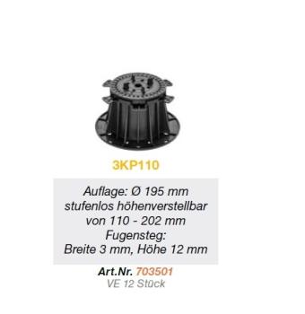 Preview: 12 Stelzlager stufenlos höhenverstellbar von 110 - 202 mm