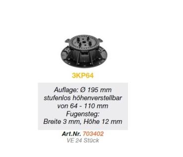 24 Stelzlager stufenlos höhenverstellbar von 64 - 110 mm