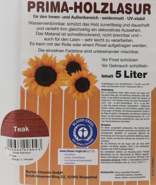 PRIMA-Holzlasur 5 Liter Kanister TEAK