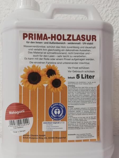PRIMA-Holzlasur 5 Liter Kanister Mahagoni
