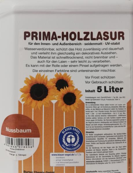 PRIMA-Holzlasur 5 Liter Kanister NUSSBAUM