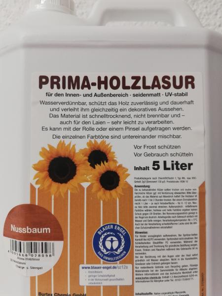 PRIMA-Holzlasur 5 Liter Kanister NUSSBAUM