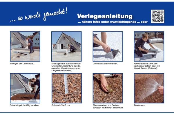 1 Gründachpaket Komlett Paket mit Zubehör für 10m² (mit Pflanzenmix)