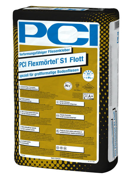 20kg PCI Flexmörtel S 1 Flott  Verformungsfähiger Fliesenkleber speziell für großformatige Bodenfliesen