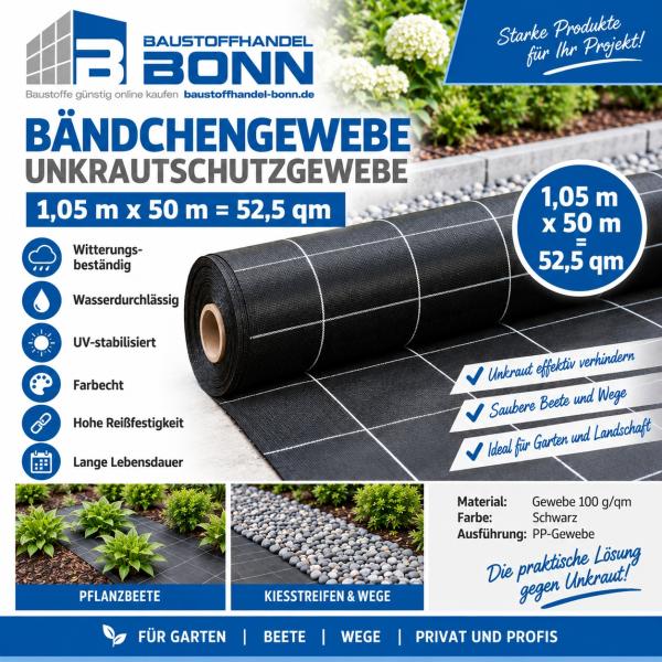 52,50m² Bändchengewebe 1,05m x 50m