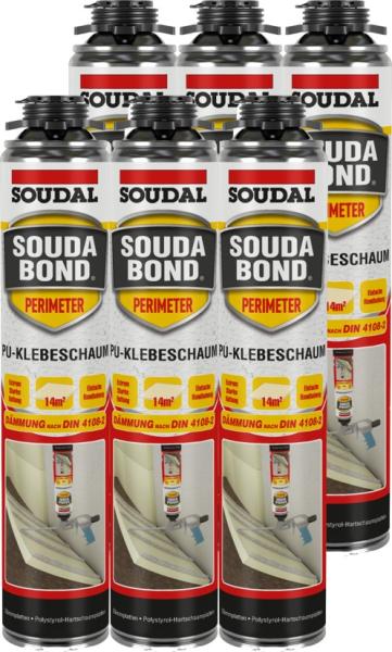 6 x Soudal Soudabond Perimeterkleber 750ml PU Dämmstoffkleber