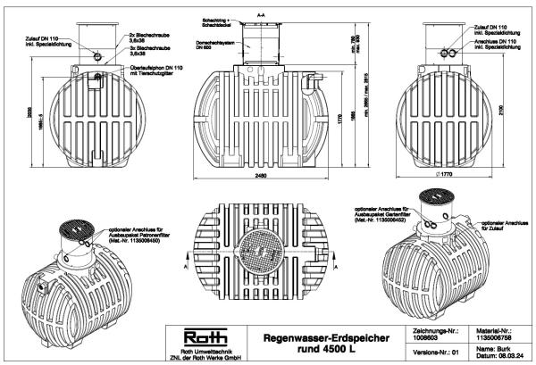 Umweltpaket-Plus Erdspeicher rund 4500 Liter mit Zubehör
