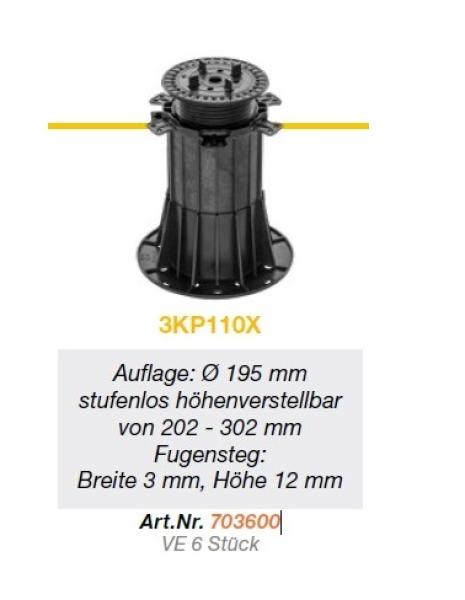 6 Stelzlager stufenlos höhenverstellbar von 202 - 302 mm