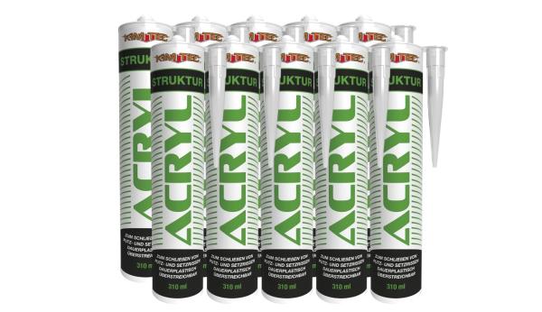 10 x KIMTEC Strukturacryl 310 ml – körniges Rissacryl für Mauerwerk & Putz