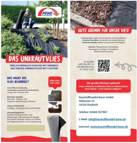 1m x 50m = 50m² Unkraut- & Drainagevlies 160g/m²