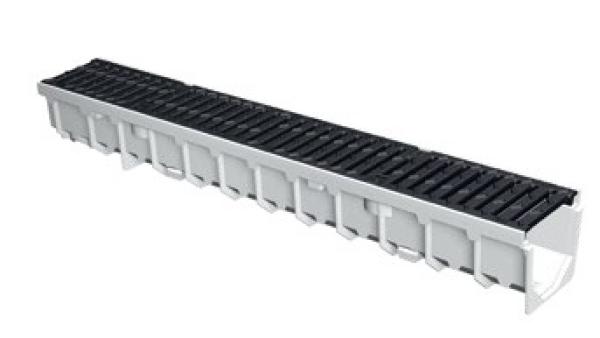 1m MEAFLUID 1500 Grau Rinne inkl. Guss-Stegrost  B 125
